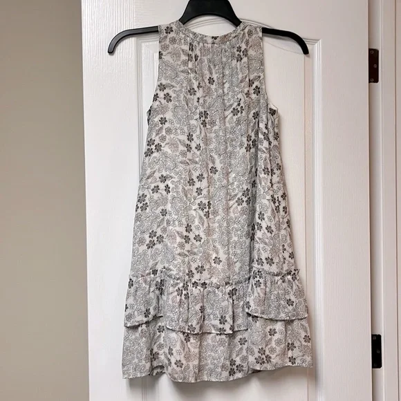 LOFT cream colored dress with pink, mint, and grey/navy floral pattern. - Picture 6 of 6